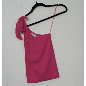 The Westside Pink One Shoulder Bow-Embellished Tank Top, SZ S,  $115, NWT, 671